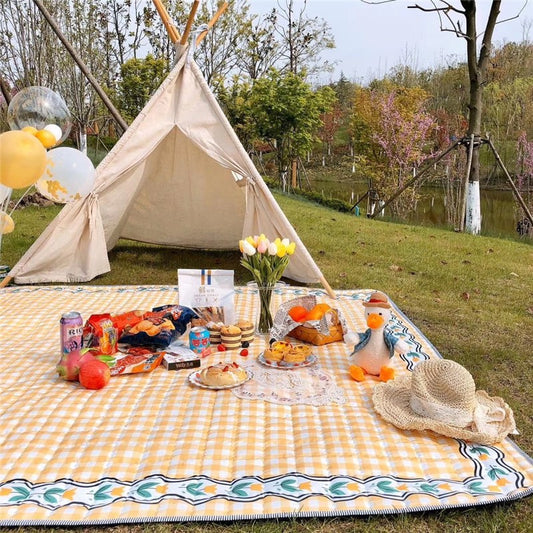 Color: 6style, Size: 170x200cm - Net Red Black And White Wave Point Outdoor Moisture-Proof Mat Picnic Mat Lawn Cloth Girlfriends Spring Outing Mat Tent Beach Waterproof