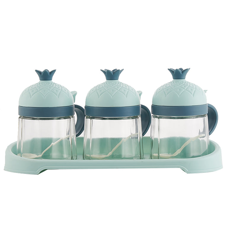 Color: Pineapple Light Blue 3 - Seasoning Box Household Kitchen Supplies Cartoon