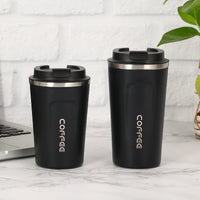 Color: Black, Capacity size: 380ml - Stainless Steel Coffee Cup Double Vacuum Cup Outdoor Leisure Mug