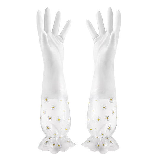 style: D - Waterproof Non-Slip Kitchen Silicone Dishwashing Gloves