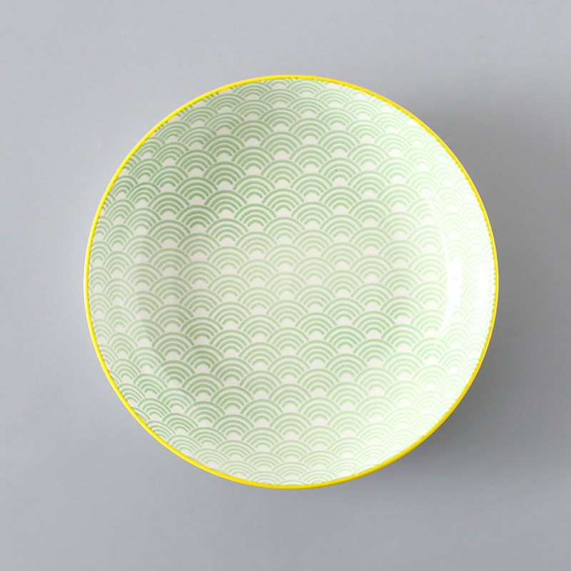 7 Inch Japanese And Korean Ceramic Plate Creative Nordic Style Fruit Plate Western Plate Round Plate Household Tableware Soup Rice Dish