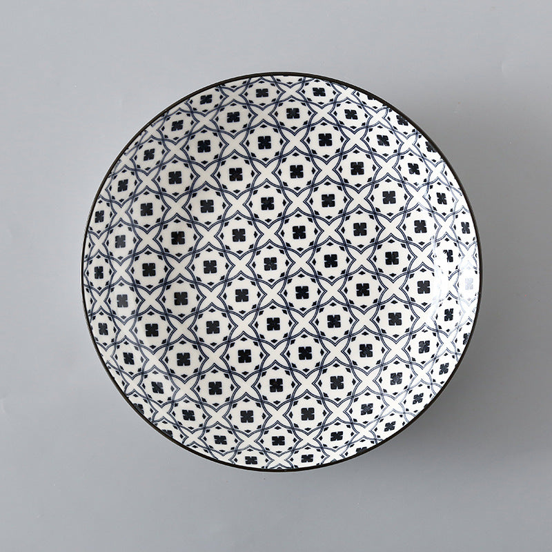 7 Inch Japanese And Korean Ceramic Plate Creative Nordic Style Fruit Plate Western Plate Round Plate Household Tableware Soup Rice Dish