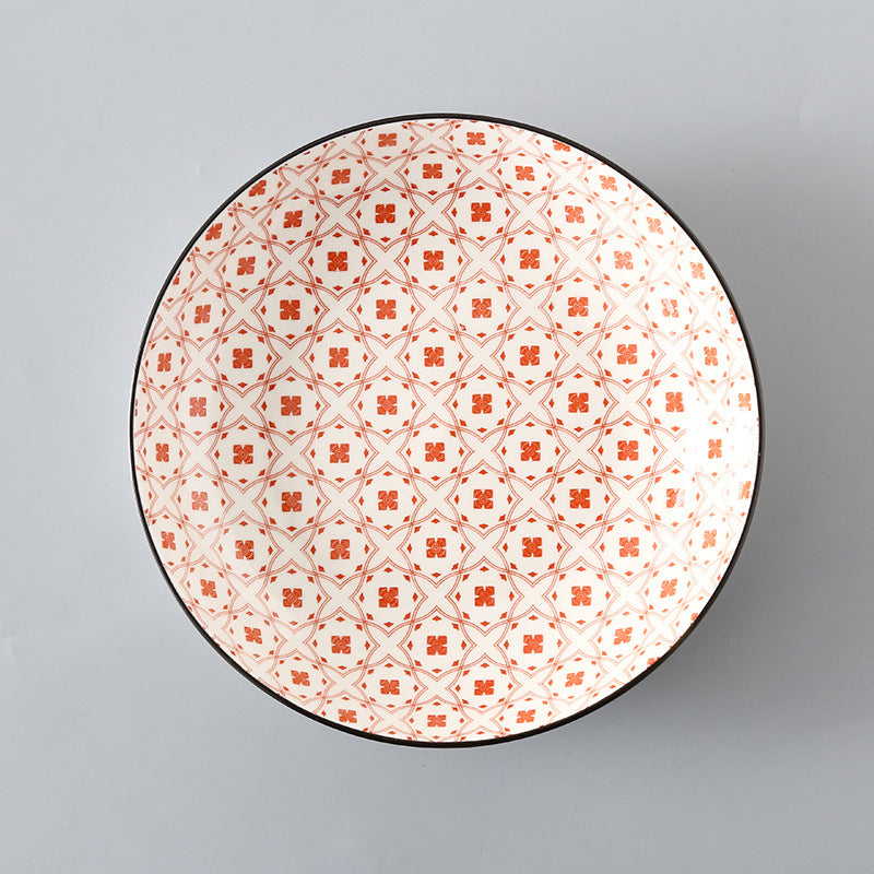 7 Inch Japanese And Korean Ceramic Plate Creative Nordic Style Fruit Plate Western Plate Round Plate Household Tableware Soup Rice Dish