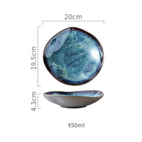 Creative Household Kiln Ceramic Tableware, Glazed Changeable Ramen Bowl, Shaped Soup Plate, Round Shallow Dish, Snack Plate - style: 5.5  inch shaped bowl