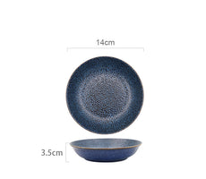Color: 5.5 rice plate  water pattern - Ripple Japanese Creative Ceramic Household Restaurant With Rice Bowl Steak Plate Western Dessert Plate Ramen Bowl Sauce Plate