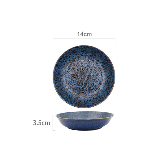 Color: 5.5 rice plate  water pattern - Ripple Japanese Creative Ceramic Household Restaurant With Rice Bowl Steak Plate Western Dessert Plate Ramen Bowl Sauce Plate