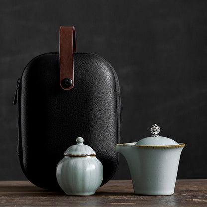 PINNY Travel Tea Set Ceramic Kung Fu Tea Sets Include One Pot Two Cups Tea Ceremony High Quality Portable Tea Service With Bag