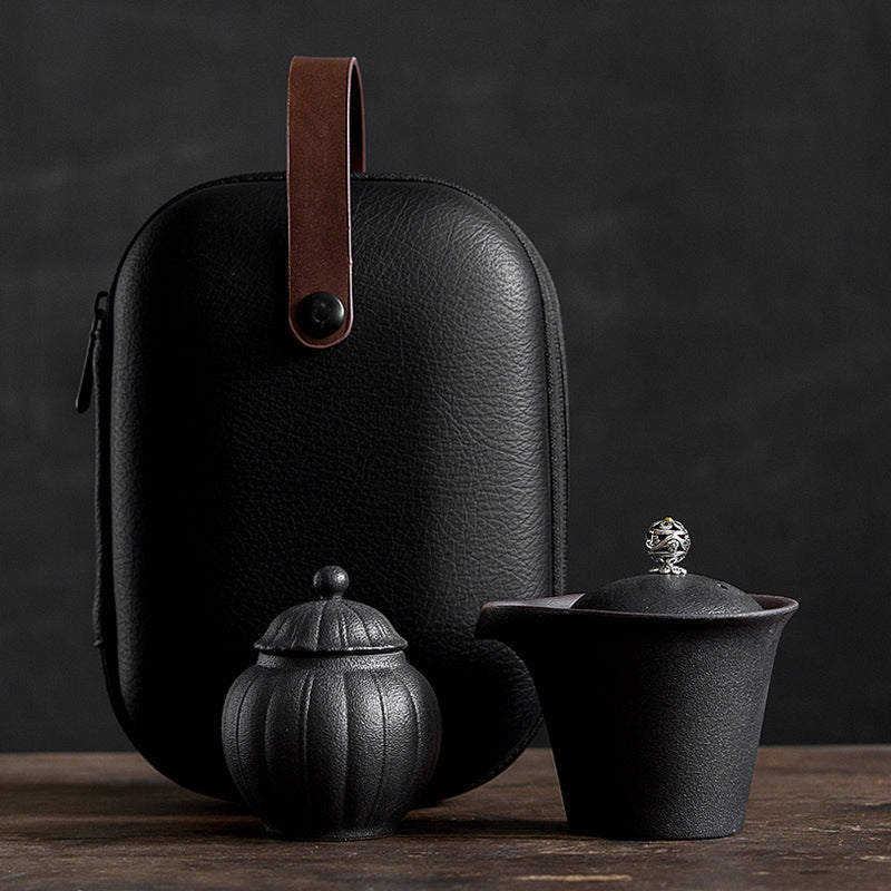 PINNY Travel Tea Set Ceramic Kung Fu Tea Sets Include One Pot Two Cups Tea Ceremony High Quality Portable Tea Service With Bag