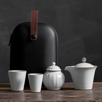 PINNY Travel Tea Set Ceramic Kung Fu Tea Sets Include One Pot Two Cups Tea Ceremony High Quality Portable Tea Service With Bag