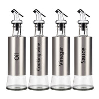 Kitchen Creative Japanese Style Stainless Steel Push-Type Glass Oil Bottle