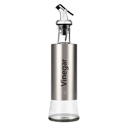Kitchen Creative Japanese Style Stainless Steel Push-Type Glass Oil Bottle