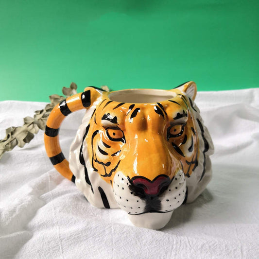Color: 450ml tiger head - Creative Mug 3D Three-dimensional Animal Cup Personalized Visual Ceramic Water Cup Household