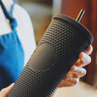 Color: Black, capacity: 710ml - Bright Diamond Starry Straw Cup Durian Cup