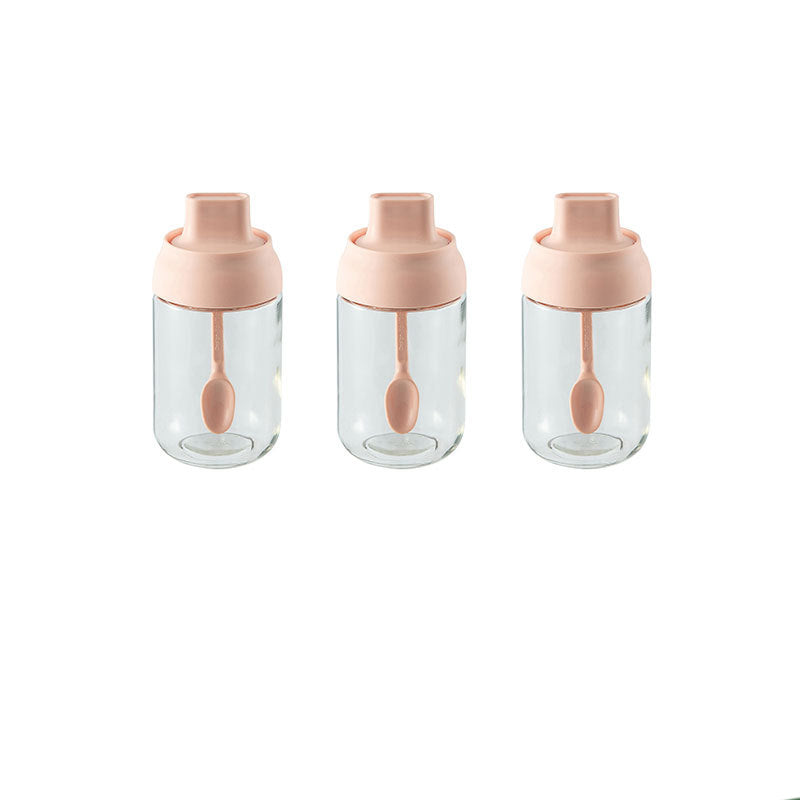 Color: Light Green, style: 3seasoning bottles - Combination Of Msg Seasoning Box With One-Piece Oiler And Salt Shaker With Spoon And Lid