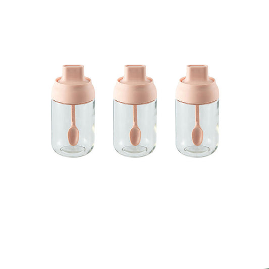 Color: Light Green, style: 3seasoning bottles - Combination Of Msg Seasoning Box With One-Piece Oiler And Salt Shaker With Spoon And Lid