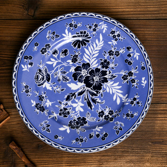 Color: 8inch flat plate2 - Western-style Ceramic Tableware Set Blue And White Chinese And Western Dishes