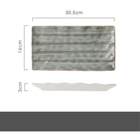 Color: 12inch rectangular plate, Dimensions: Clear dust - Light Luxury Tableware And Tableware Set Household Plate Combination Nordic Japanese Net Red