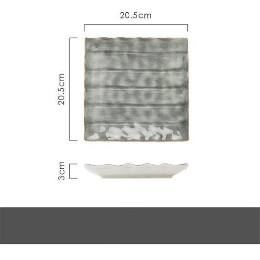 Color: 8inch square plate, Dimensions: Clear dust - Light Luxury Tableware And Tableware Set Household Plate Combination Nordic Japanese Net Red