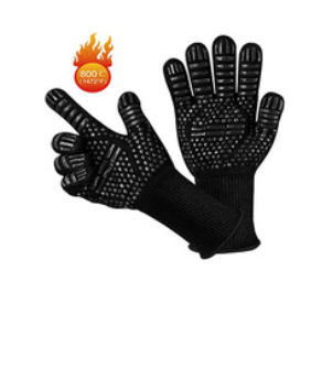 High Temperature And Fireproof Barbecue Household Baking Gloves - Color: Early morning twotone long