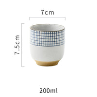 Color: Line 3Soup cup 200ml - Ceramic Cup Japanese And Korean Style Soup Tun Cup Cup Coarse Ceramic Hand-Painted Cup Grid Creative And Wind Ceramic Cup