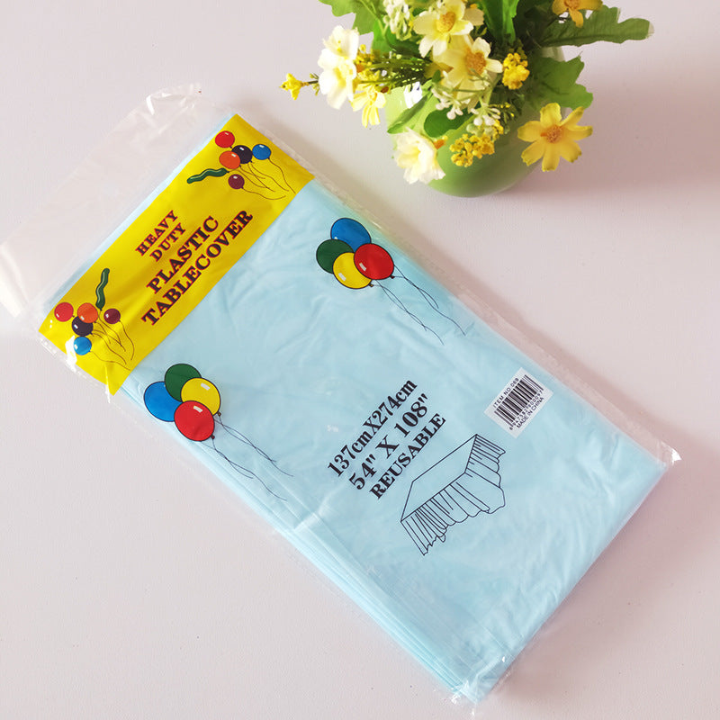 Disposable Party Tablecloth Pe Plastic Sheet Birthday Dessert Table Solid Color Tableclothth