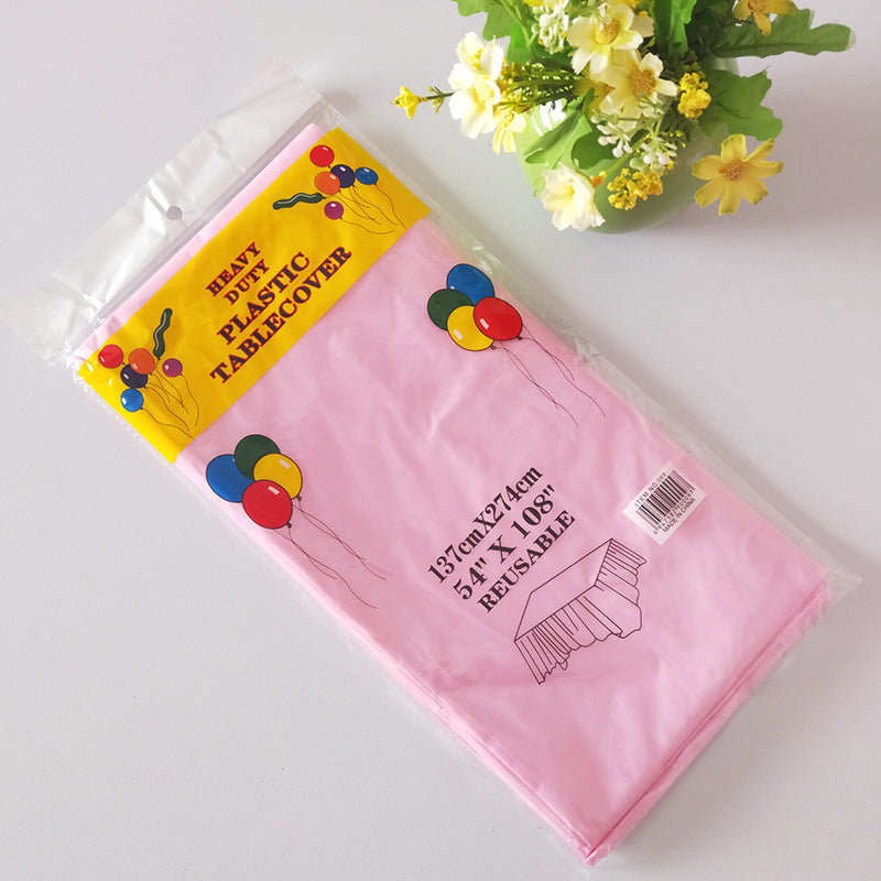 Disposable Party Tablecloth Pe Plastic Sheet Birthday Dessert Table Solid Color Tableclothth