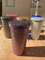 Color: Black - Diamond-Studded Vacuum Flask, Double Straw Cup, Diamond Drink Cup, Drinking Cup, Fine Gift Cup, Full Of Diamonds In Stock