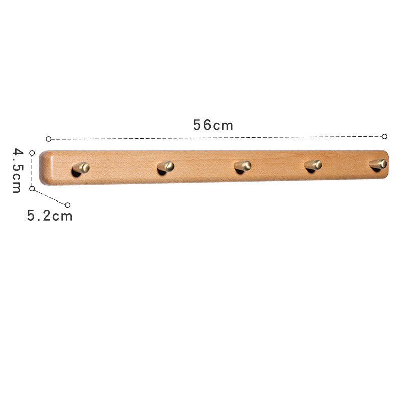 style: Beech B, Size: Five hooks - Custom Solid Wood Coat Hook Free Punch Wall Hanging Wall Door Behind The Living Room Kitchen Wooden Hook Coat Hook Hanger