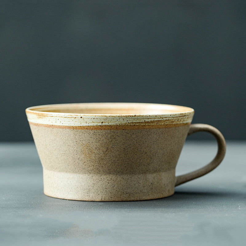 style: Light brown 450ml - Japanese Rough Pottery Coffee Cup Handmade Creative Lovers Tea Cup Retro Personality Breakfast Milk Cup Art Mug