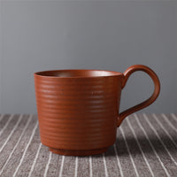 Color: Red brown, style: Large capacity coffee cup - Japanese Retro Ceramic Coffee Cup And Saucer Set Creative Souvenir Cup Afternoon Tea Mug Stoneware Coffee Cup