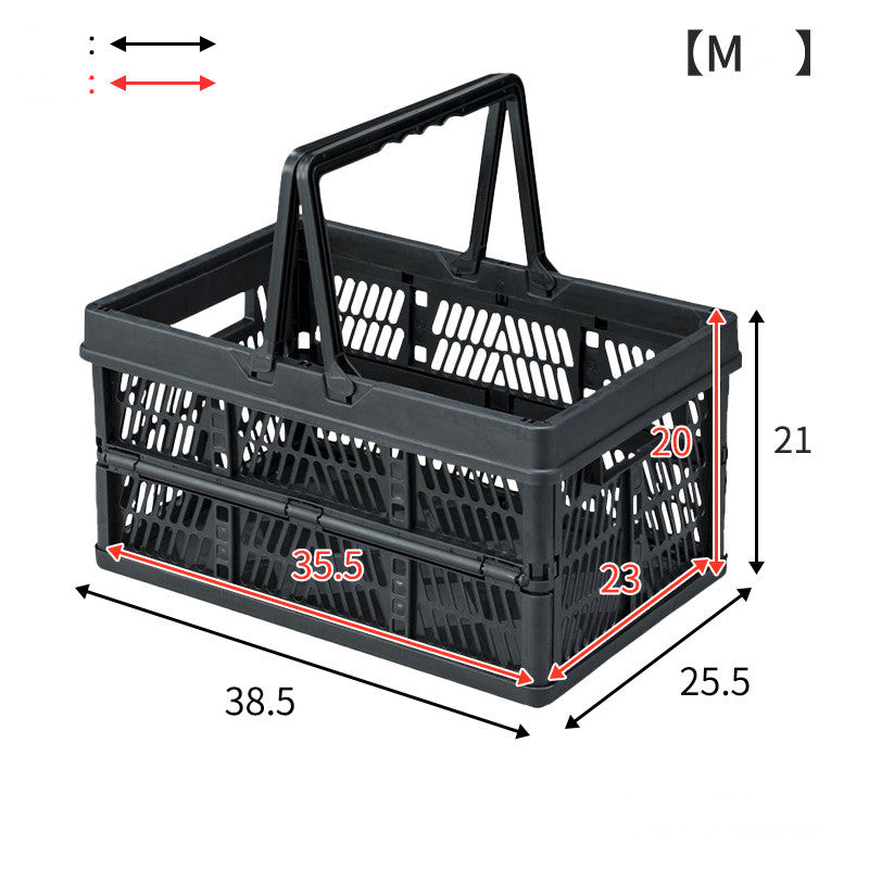 Color: Black, Size: M - Plastic Folding Basket Household