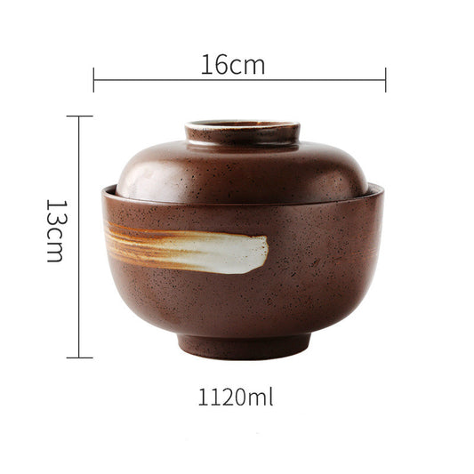 Color: Brown hair brush, Capacity size: 6.5inch - INS Net Red Underglaze Japanese Japanese Style Ceramic Rice Bowl