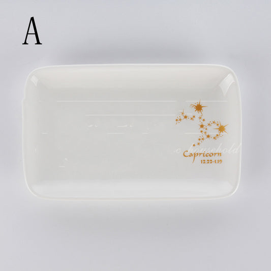 style: A style, Size: 19.7CM - Creative Breakfast Plate Couple Ceramic Plate Cake Dessert Plate Household Dish Plate