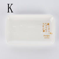 style: K style, Size: 22CM - Creative Breakfast Plate Couple Ceramic Plate Cake Dessert Plate Household Dish Plate