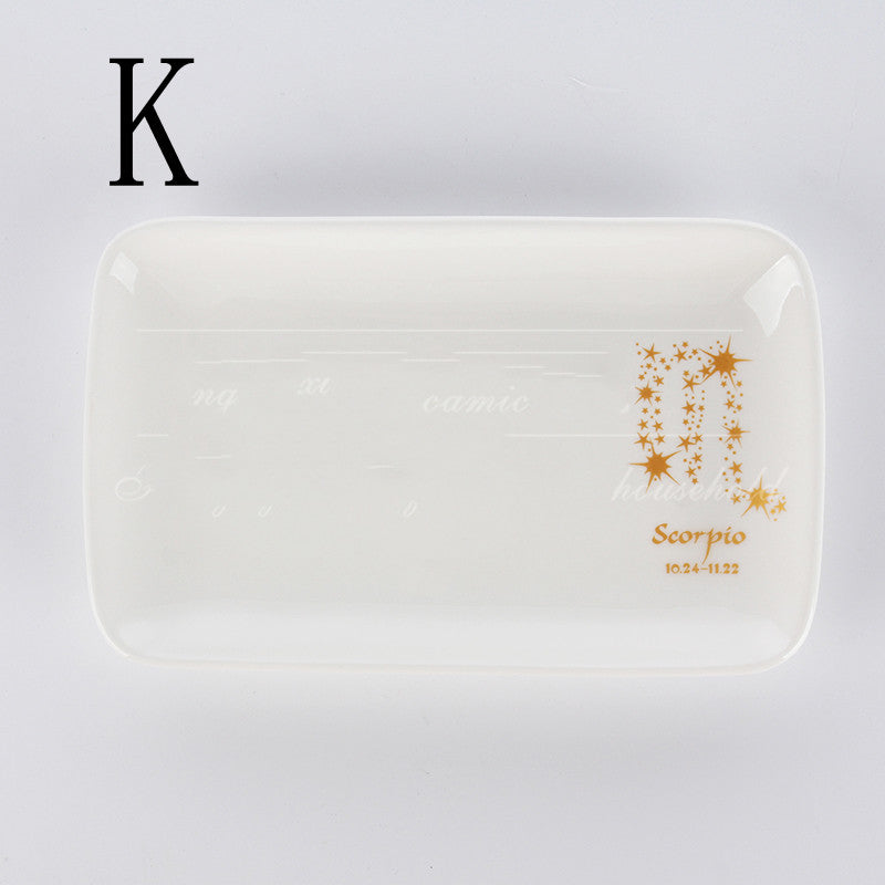 style: K style, Size: 22CM - Creative Breakfast Plate Couple Ceramic Plate Cake Dessert Plate Household Dish Plate