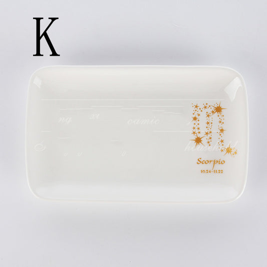 style: K style, Size: 22CM - Creative Breakfast Plate Couple Ceramic Plate Cake Dessert Plate Household Dish Plate