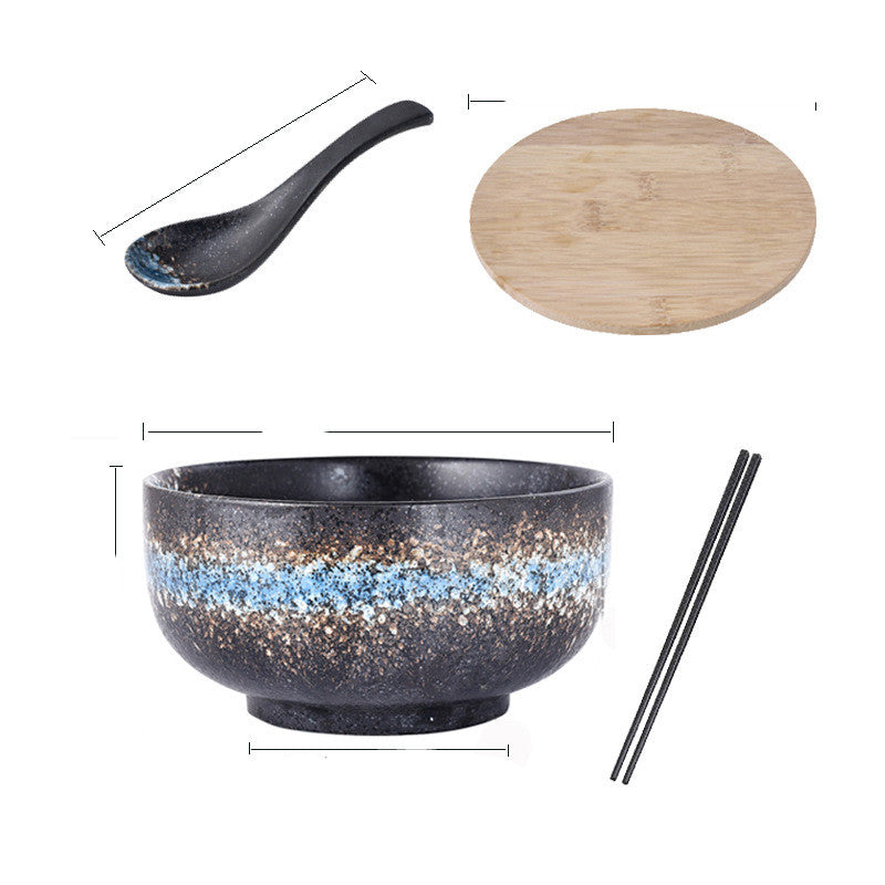 Color: 6style - Japanese Ceramic Bowl With Lid For Eating Set