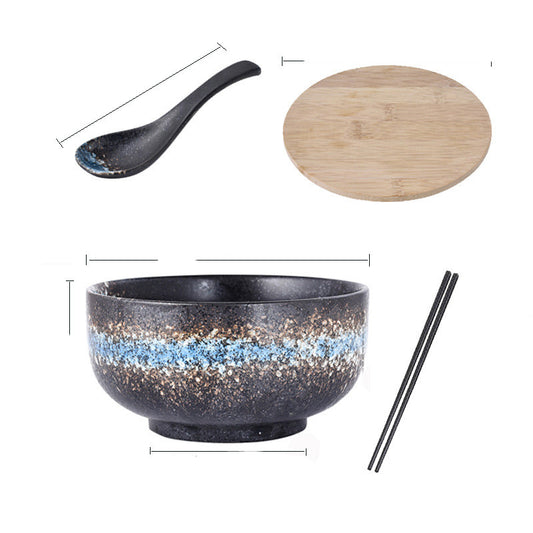 Color: 6style - Japanese Ceramic Bowl With Lid For Eating Set
