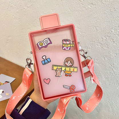 Sticker Lightning Plastic Cup Outdoor Sports Girl Heart Strap Water Cup