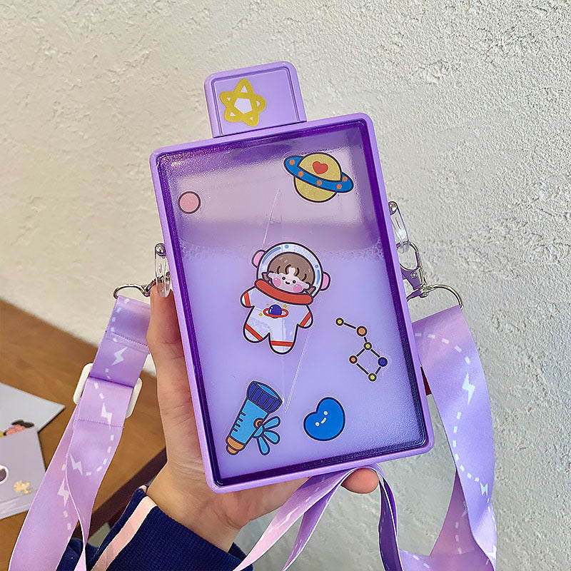 Sticker Lightning Plastic Cup Outdoor Sports Girl Heart Strap Water Cup