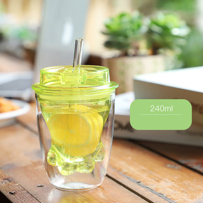 Double-layer Insulated Cat's Claw Coffee Cup Portable Handy Plastic Water Cup