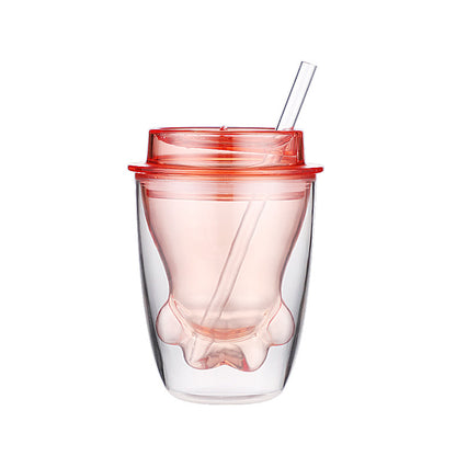 Double-layer Insulated Cat's Claw Coffee Cup Portable Handy Plastic Water Cup