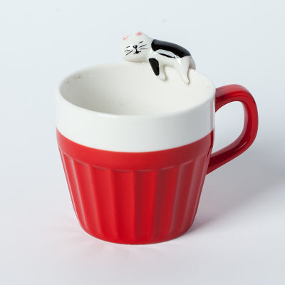 Minimalist cup, ceramic coffee cup, cartoon milk cup, sleepingwater cup, spoon spoon, lovers cup.