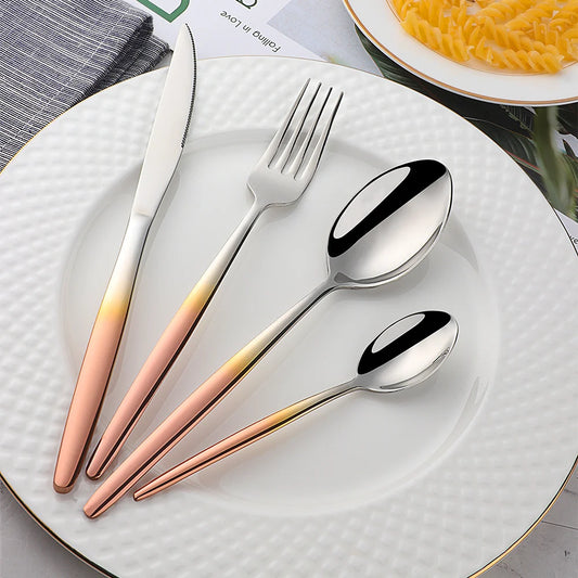 Rainbow Flatware Set Gold Cutlery Sets Stainless Steel Flatware Restaurant Dinnerware Set Tableware Spoon And Fork Set
