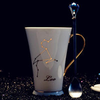 style: Gold handle Leo, Size: 390ML - Creative Constellation Porcelaine Tasse 390  En E Tasse De  Tasse   En Porcelaine Amant  Tasse De Valentine Jour Cadeau