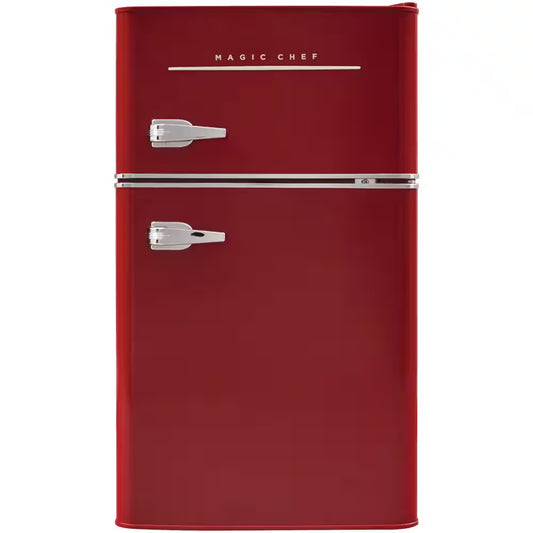 Retro 3.2 Cu. Ft. Two-Door Mini Refrigerator in Red