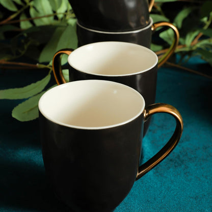 Stone Lain Florian Contemporary 16-Piece Porcelain Dinnerware Set with Black and Gold Rim for Four