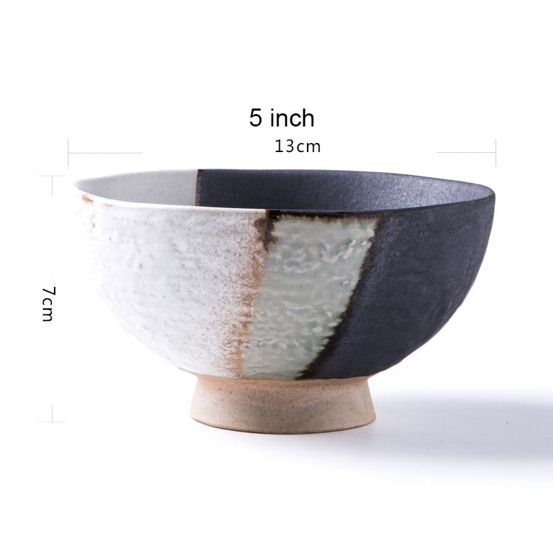 Style: High bowl - Frosted household coarse ceramic bowl