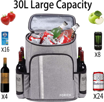 Lightweight Leakproof Backpack Cooler - Perfect for Beach Days, Picnics, and Camping - Holds 30 Cans and Keeps Drinks Icy