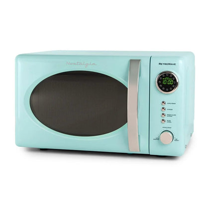Nostalgia 0.7 Cu. Ft. 700-Watt Countertop Microwave Oven in Aqua, Model RMO7AQ